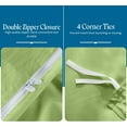 thumbnail image 5 of 500-Thread Count Egyptian Cotton 3-PCs Multi Ruffle Duvet Cover, With Zipper Closure & Corner Ties - King-XL Size ( 98" x 116" ) Inches, (Sage), 5 of 5