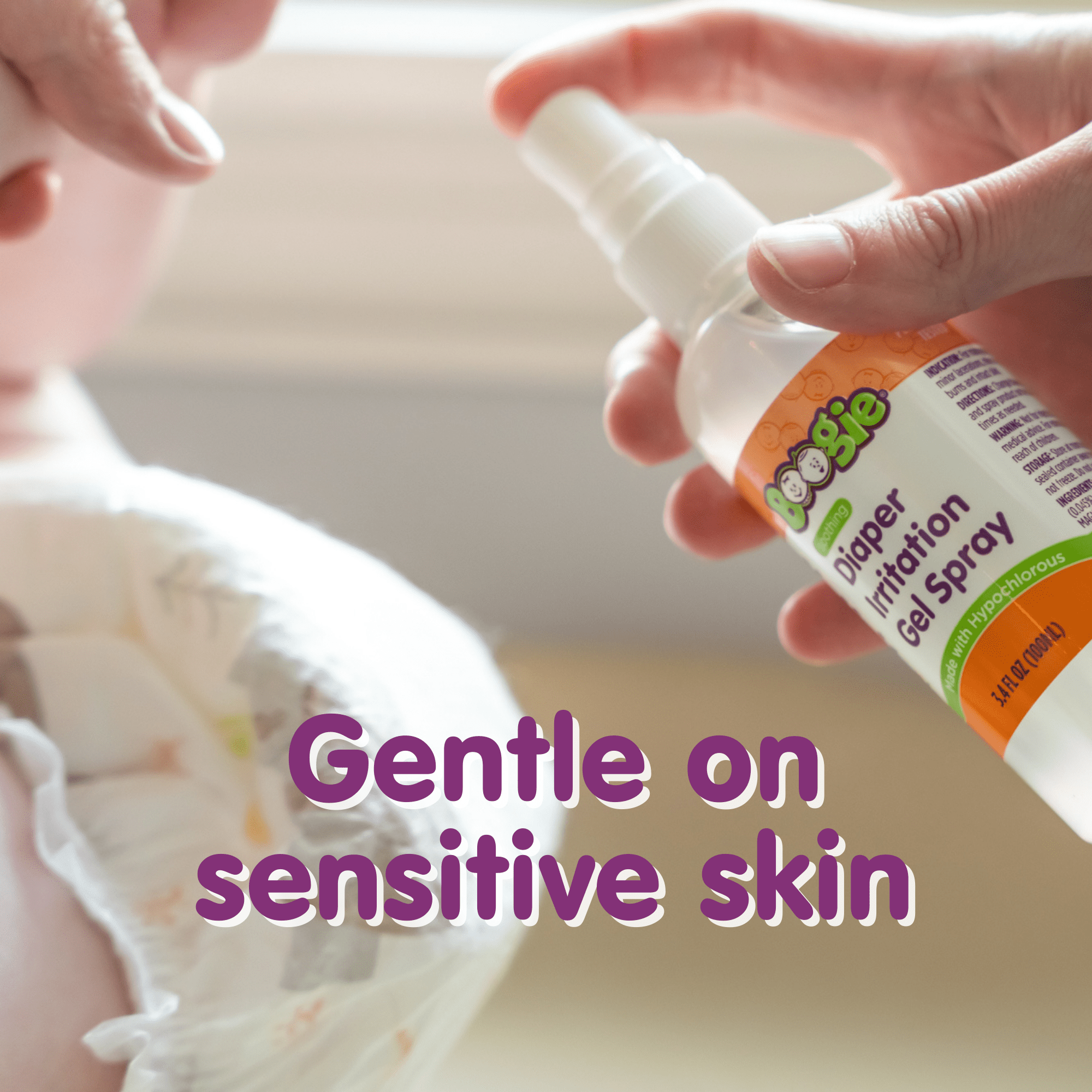 (2 pack) Boogie Soothing Diaper Irritation Gel Spray made with Hypochlorous for Rashes, Eczema, Baby Acne, and Cuts, 3.4 fl oz