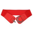 thumbnail image 2 of Eosunjian Women Elastic Corset Solid Color Metal Hanging Buckle Belt Faux Leather Slimming Body Waistband Dress Shirt Decoration Red, 2 of 13