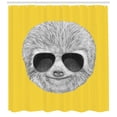 thumbnail image 3 of Ambesonne Sloth Shower Curtain, Hipster Jungle Animal, 69"Wx70"L, Yellow Grey, 3 of 3