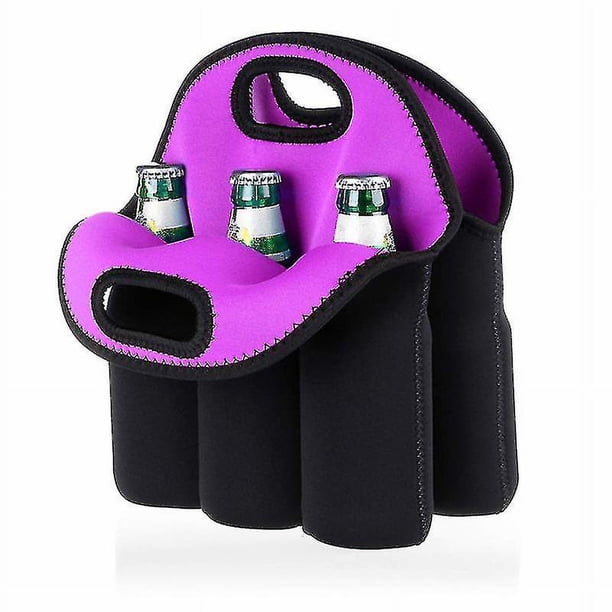 Juego de 1 bolsa de transporte de vino de neopreno con aislamiento + bolsa de transporte de latas de agua y cerveza, paquete de 6