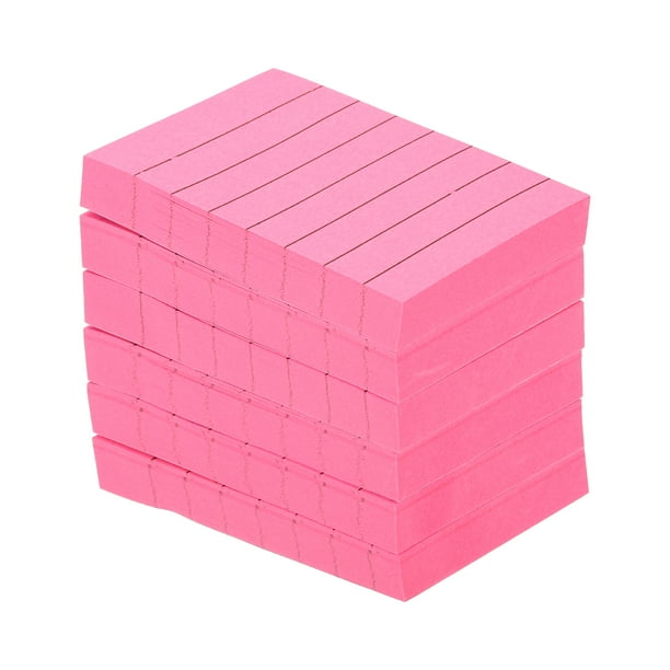 Notas adhesivas rayadas Uxcell de 2" x 3", blocs de notas autoadhesivos de colores fluorescentes 100 hojas/pad, rosa, paquete de 6
