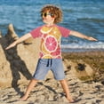 thumbnail image 3 of FORMRS Boys Rash Guard Short Sleeves Swim Shirt Quick Dry UPF 50+ Sun Protection, Sizes 3-12T, Pink Grapefruit Slices, 3 of 6