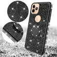 thumbnail image 3 of For Apple iPhone 13 Pro Ring Kickstand Glitter Cute Bling Cover for Girls Women Diamond Sparkly Compatible Case for iPhone 13 Pro - Black, 3 of 5