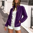 thumbnail image 2 of uublik Womens Fleece Jacket Purple Lightweight Stand Up Collar Zipper Jackets with Pockets, 2 of 6