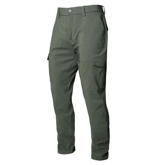 Lovskoo 2024 Men's Casual Cargo Pants Fashion Solid Color Outdoors Zipper Pocket Stretch Pants Sweatpants Olive Green