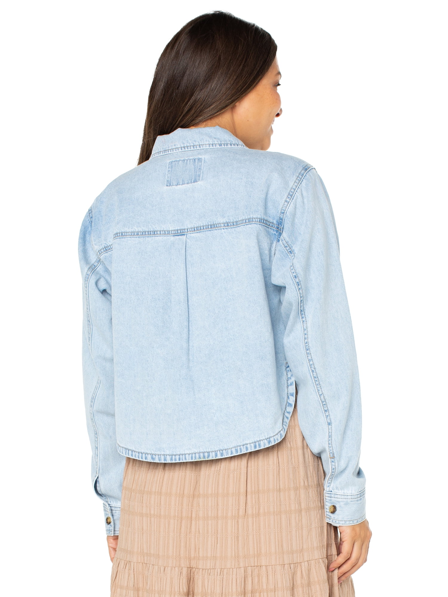 Celebrity Pink Women's and Women's Plus Hi Low Button Down Denim Top, Sizes XS-4X