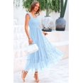 thumbnail image 4 of Vestido PRETTYGARDEN Azul Claro sin Mangas con Fruncido Midi, 4 of 9