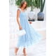 thumbnail image 4 of Vestido PRETTYGARDEN Midi de Tul sin Mangas con Volantes Azul Claro XXL, 4 of 9
