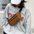 thumbnail image 3 of Crossbody Bags for Women Men Corduroy Fanny Pack Oversize Shoulder Purse Cute Belt Bum Sling Bag for Travel Running with Multi Compartment Brown, 3 of 8