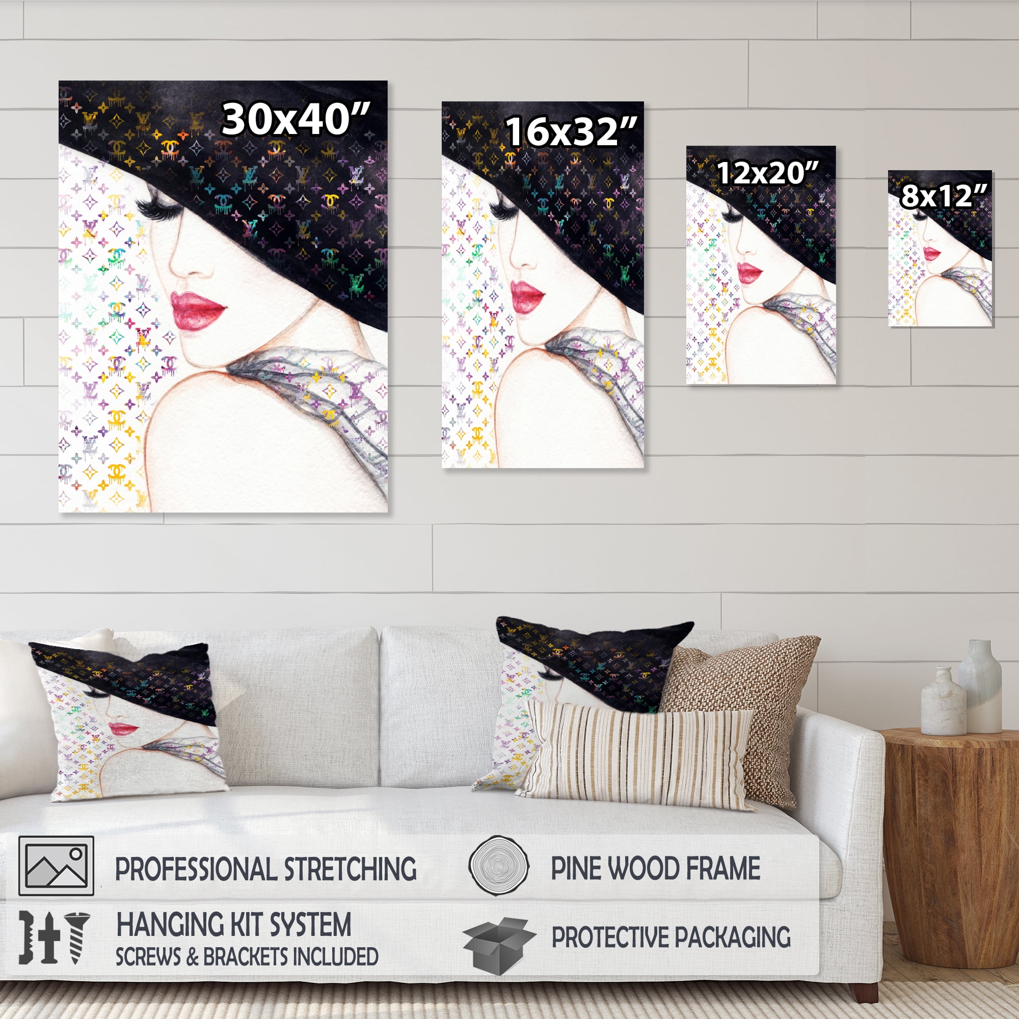 Designart Luxurious Female Portrait With Hat I Canvas Wall Art