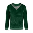 thumbnail image 4 of QATAINLAV Womens Plus Size Velvet Tees Tops Solid Casual Crewneck Pullover Blouses Dressy Long Sleeve Elegant Velour T-shirt, Green, XXL, 4 of 7