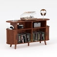 thumbnail image 6 of 55" Record Player Stand, Mid Century Turntable Cabinet with Vinyl Storage & Charging Station, Walnut, 6 of 7