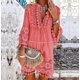 thumbnail image 3 of Vestido mini vintage de manga larga de TEELYNN para mujer, ropa de playa, vestidos con borlas en V profundo, verano 2022, vestidos de encaje con bordado floral, 3 of 5