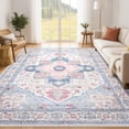 thumbnail image 5 of 6x9 Area Rug Living Room Rugs - Washable Boho Rug Vintage Oriental Distressed Farmhouse Large Thin Indoor Carpet for Living Room Bedroom Under Dining Table Home Office-PinkBlue, 5 of 8