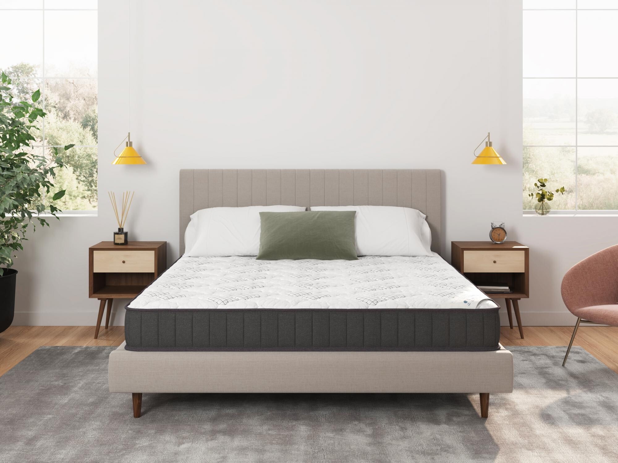 Ottomanson Edge to Edge 9" Pocket Coils Firm Tight Top Hybrid Mattress in a Box, King