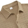 thumbnail image 5 of ZCFZJW Men's Knit Short Sleeve Shirts Button Down Vintage Knitted Workout Gym Shirt Casual Beach Crochet Cable Vacation Shirt with Pockets Khaki S, 5 of 8