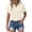 #01Beige, variant on Womens Gauze Shirts Button Down Dress Tops Casual Short Sleeve Textured Collared Summer Work Blouse Camping Clothes White 2XL