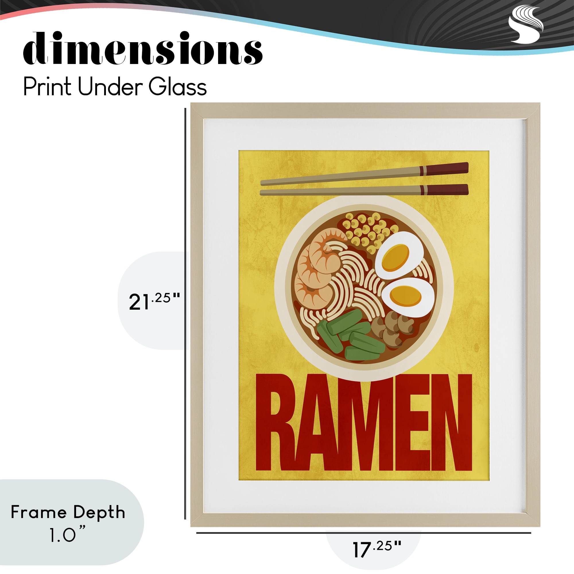 Stupell Industries Bright Ramen & Chopsticks Birch Framed Print Under Glass, design by Marcus Prime