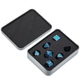 thumbnail image 2 of Set of 7 Deluxe Metal Blue Polyhedral Game Dice Set, RPG Game Dice 7pcs Set of d4 d6 d8 d10x2 d12 d20 Zinc Alloy Dice with Metal Case, 2 of 8
