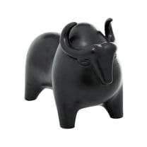 13" x 9" Black Porcelain Ceramic Handmade Bull Sculpture, by DecMode