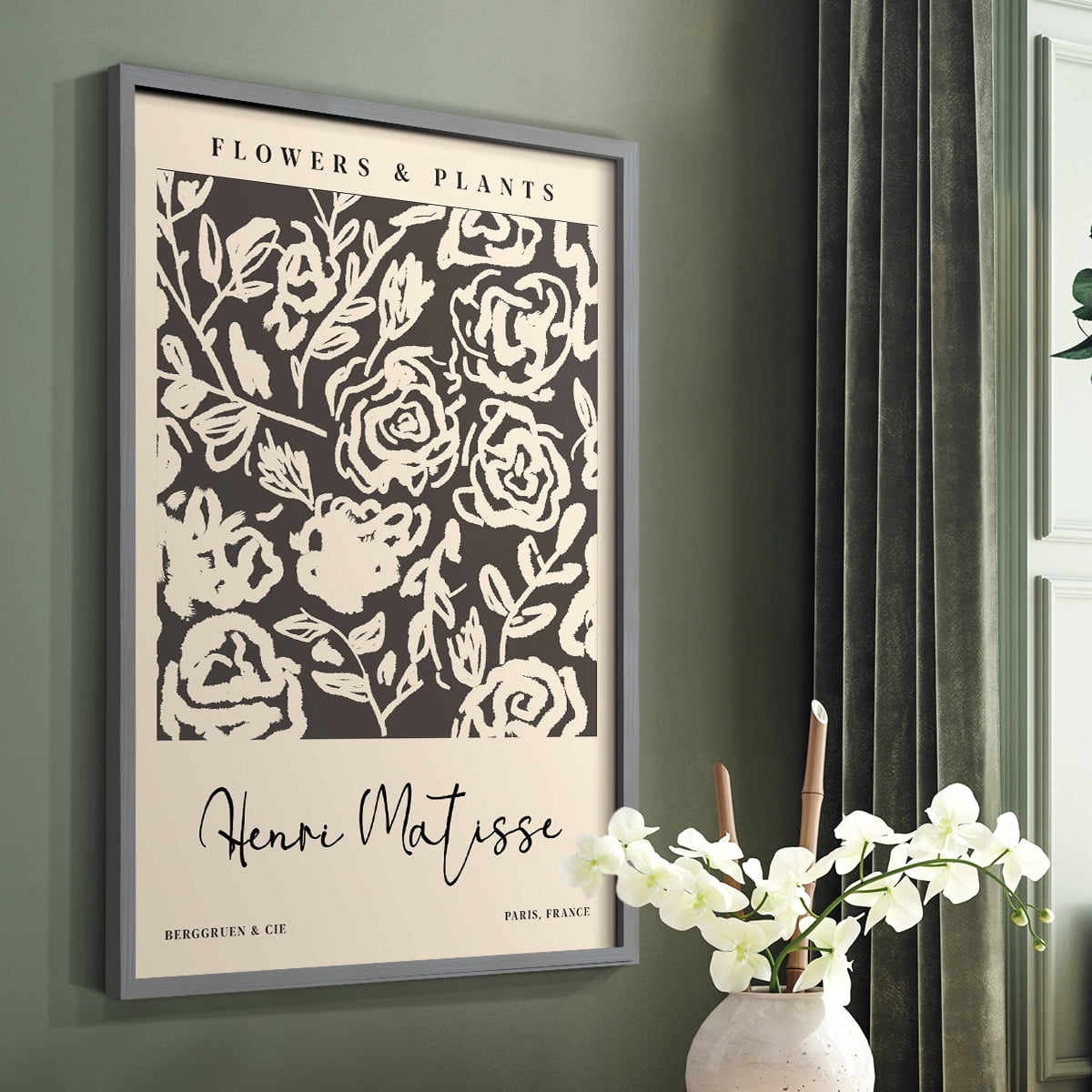 Matisse CXCVI Framed Print in Gray Solid Wood 22 x 28 Framed Print