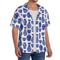 thumbnail image 2 of Rateoe Blue Vases Pattern Men's Short Sleeve Classic Shirt, Casual Short-Sleeved Shirt, Lightweight Summer Shirt, Cuban Collar Shirt,Button-Front Shirt-XX-Large, 2 of 5