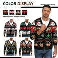 thumbnail image 5 of Iceglad Mens Ugly Christmas Cardigan Sweater Santa Reindeer Snowflake Pattern V-Neck Long Sleeve Knitwear, 5 of 8