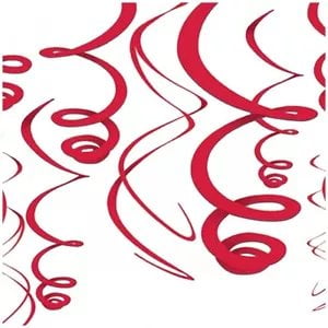 Red Swirl Decorations 12 Pcs - 22 in 55.8 cm - Pack Of 5