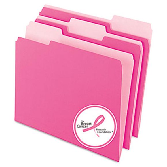 Pendaflex Interior File Folders- 1/3 Cut- Top Tab- Letter- Pink- 100/Box