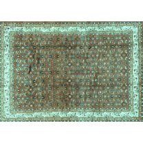Ahgly Company Indoor Rectangle Persian Turquoise Blue Traditional Area Rugs, 5' x 7'