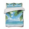 thumbnail image 2 of Beach Ocean Waves King Size Down Alternative Comforter, Lightweight Comforter Quilt Bedding Set with Pillow Shams Summer Tropical Palm Tree Leaves All Seasons Bed Comforter Duvet Insert 96"x106", 2 of 7