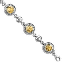 925 Sterling Silver Rhod Plated Gold-tone Crystal With 1inch Ext. Bracelet 7 Inch Link Bracelet for Women