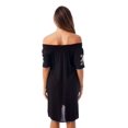 thumbnail image 3 of Riviera Sun Short Sleeve Off Shoulder Dress 21831-BLK-M (Black With White Embroidery, Small), 3 of 3