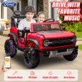 thumbnail image 6 of 24V 2 Seater Ride on Toy Car, Licensed Ford Bronco Raptor Ride on Trucks with Remote Control, Bluetooth Music Player, Spring Suspension, 24v Ride on Toys for Big Kids Boys Girls Ages 3-8, Red, 6 of 10