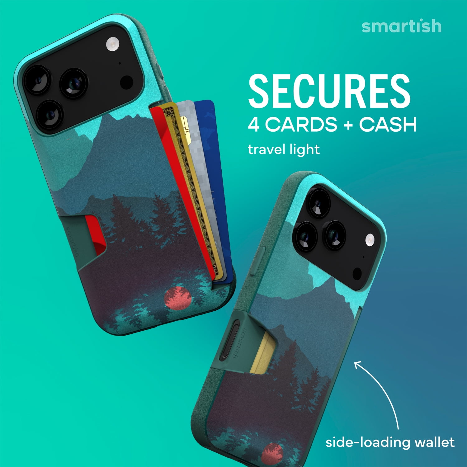 Smartish® iPhone 17 Pro Wallet Case - Wallet Slayer Vol. 1 [Slim + Protective] Credit Card Holder - Drop Tested Flip Hidden Card Slot Cover For Apple iPhone 17 Pro - Moving Mountains