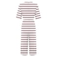 thumbnail image 4 of Edvintorg Striped Jumpsuits for Women Casual Short Sleeve V Neck Back Zipper Wide Leg Jumpsuit with Pocket Summer Beach Vacation Clothes for Women, 4 of 5