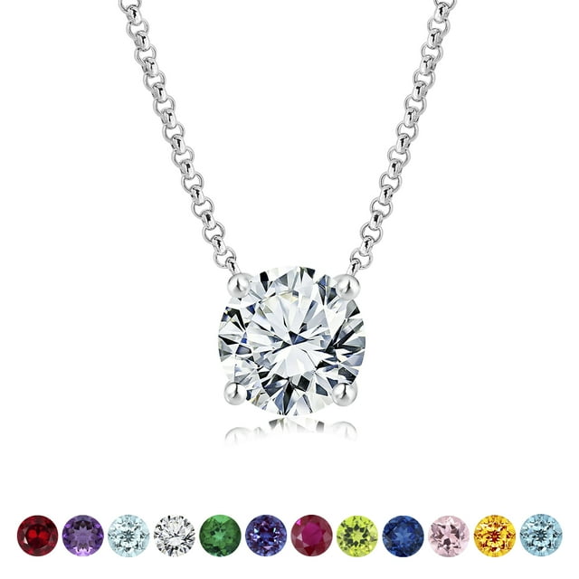 Hermoso colgante solitario de moissanita de 1 quilate con corte redondo y piedra de nacimiento de abril, chapado en oro blanco, para mujer, de JeenMata.