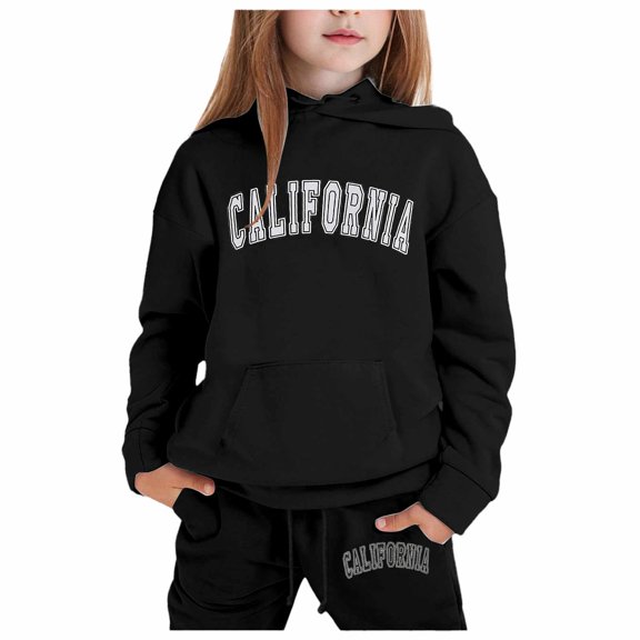 CONZONE Toddler Girls Sweatsuits Fall Winter 2 Piece Set Long Sleeve Letter Graphic Hoodies and Jogger Sweatpants Soft Girls Outfits Size 2-3 Years