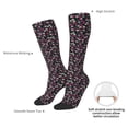 thumbnail image 4 of Xecao Daisies Flowers print thigh-high socks, crafted for both men and women with a stretchy, high-opaque design perfect for daily wear, 4 of 6