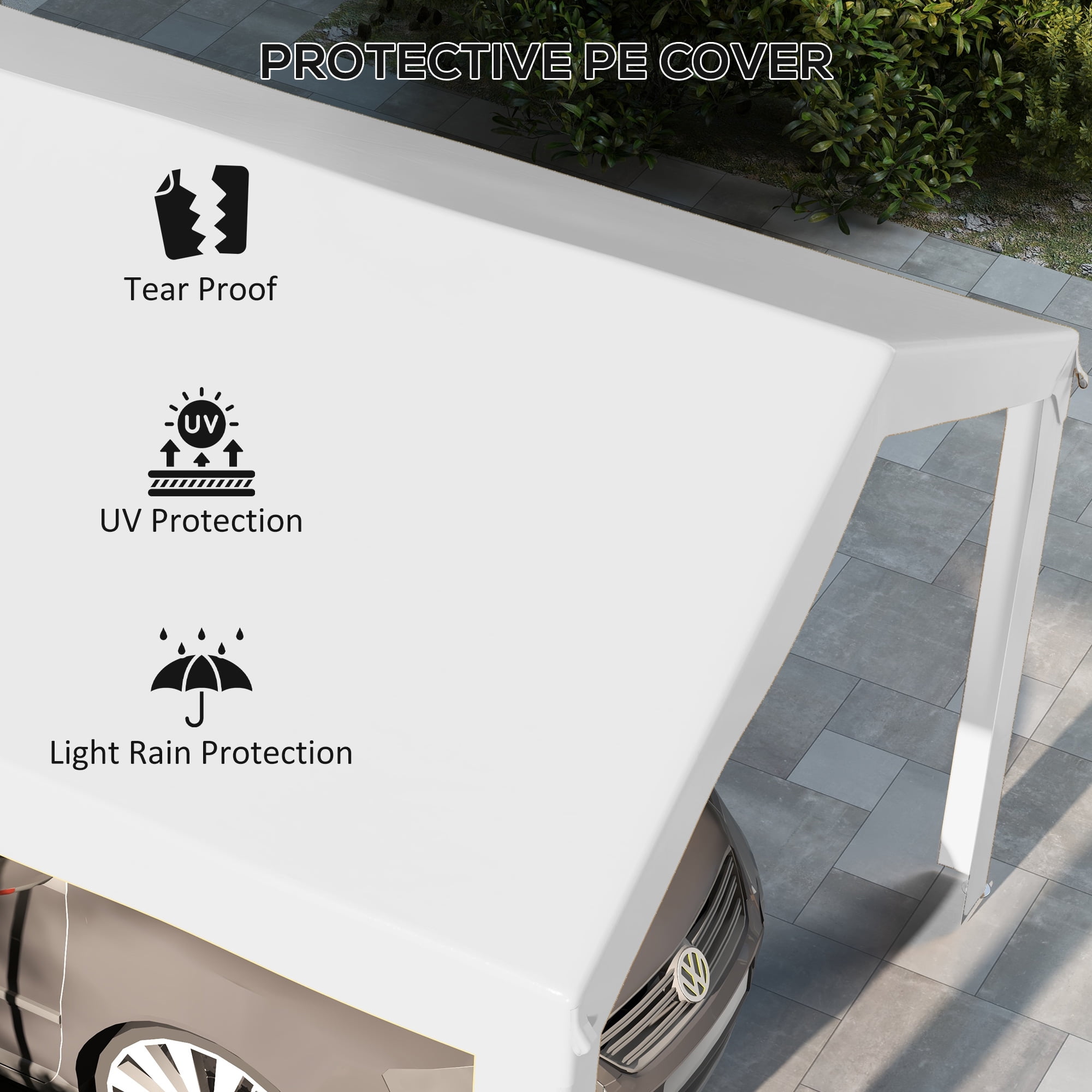 Outsunny 117.25 x 235.75 x 0.01 inches White Carport