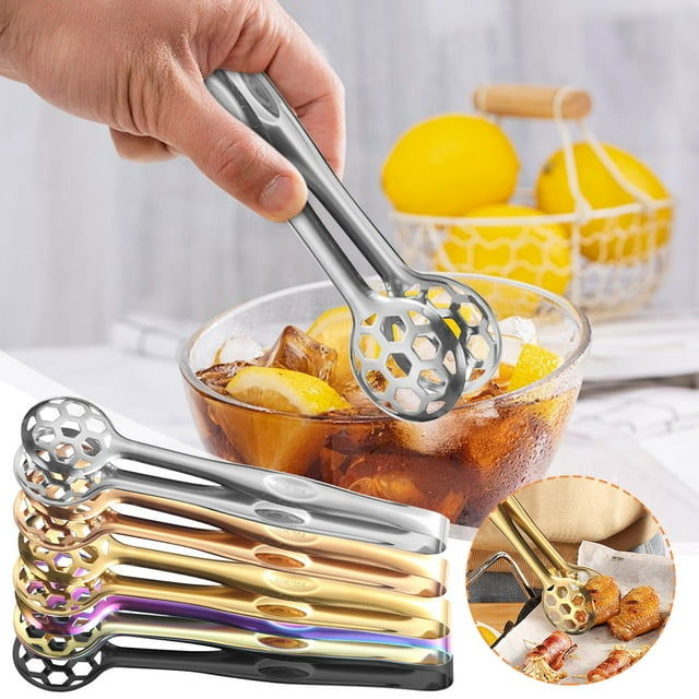 Mejor pinza de acero inoxidable para asar y cocinar - Clip de acero 304 con asa antideslizante para filete, barbacoa y verduras