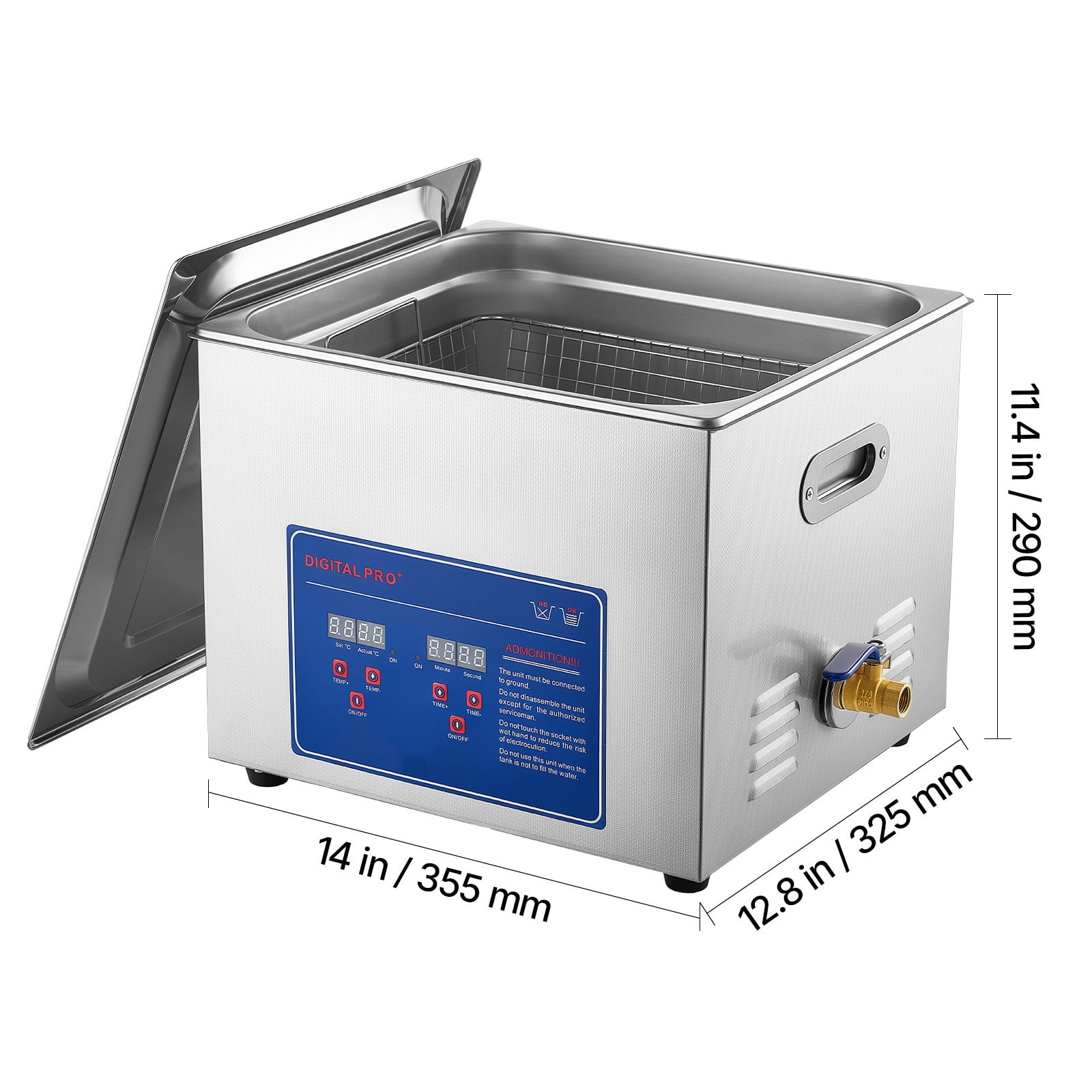 KFFKFF 15L Ultrasonic Cleaner with Digital Controls, 40kHz Frequency, Stainless Steel Cleaning Machine with Basket, Ideal for Auto Parts and Glasses