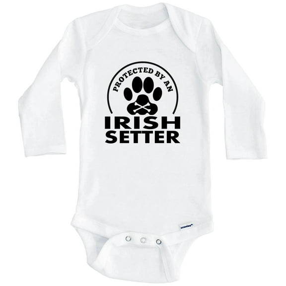 Protected By An Irish Setter Funny One Piece Baby Bodysuit (Long Sleeve), 0-3 Months White