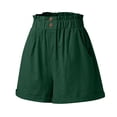 thumbnail image 4 of Gibobby pantalones de mujer Pantalones cortos de playa con botones cómodos y cintura elástica de verano para mujer con bolsillos (Verdinegro, M), 4 of 5