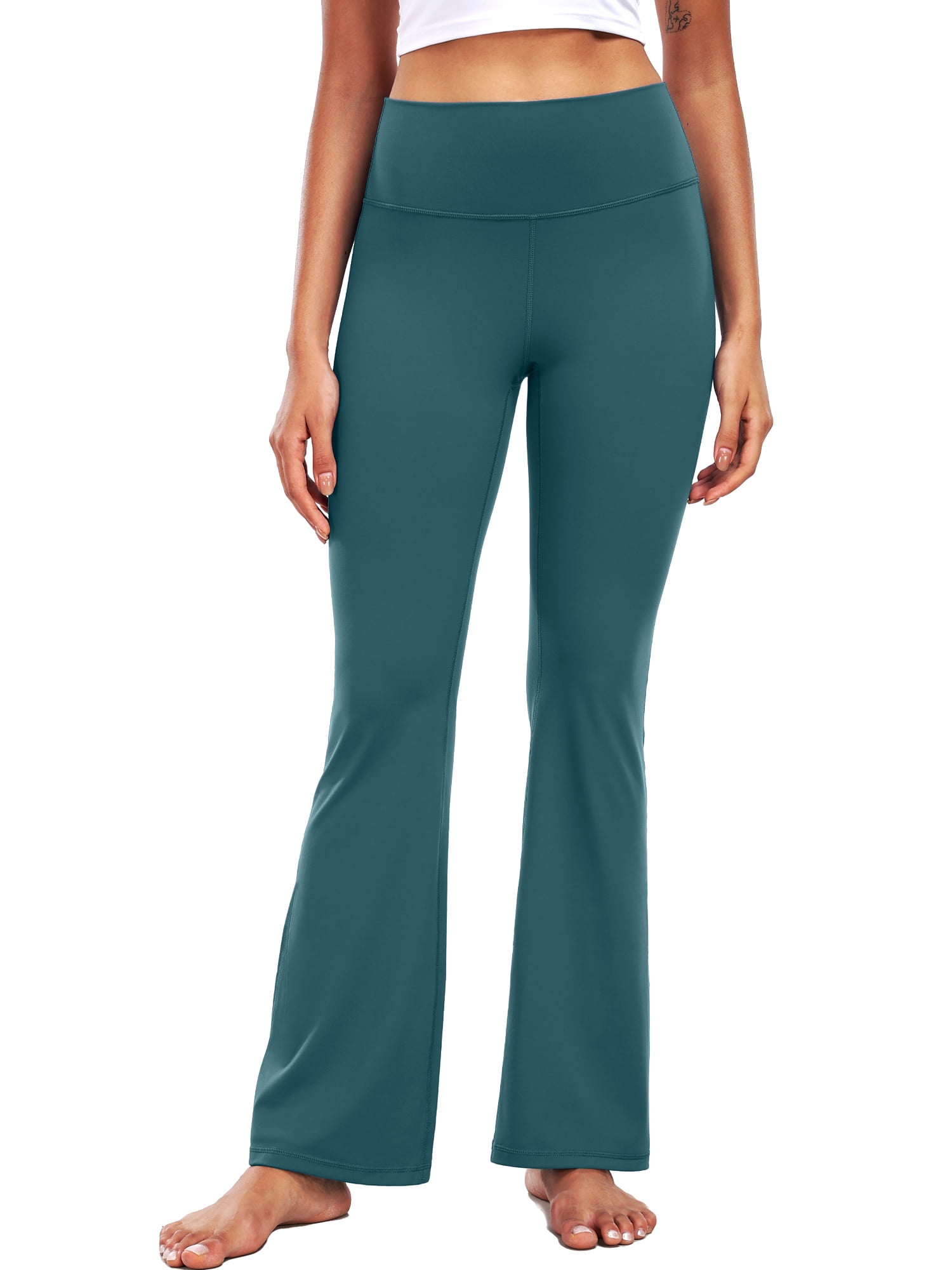 NELEUS ButterSoftFlex Womens Flare Leggings Athletic Yoga Workout Pants Bootcut High Waist with Waistband Pocket,Dark Green,US Size M