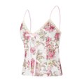 thumbnail image 4 of Gupgi Camisoles à Bretelles Spaghetti pour Femmes, Imprimé Floral, Col en V, Noué à l'Avant, Sans Manches, Haut Cami Ajusté, Débardeur, 4 of 7