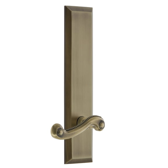 Grandeur Favnew_Tp_Dd_Na Fifth Avenue Solid Brass Tall Plate Right Handed Dummy Door Lever