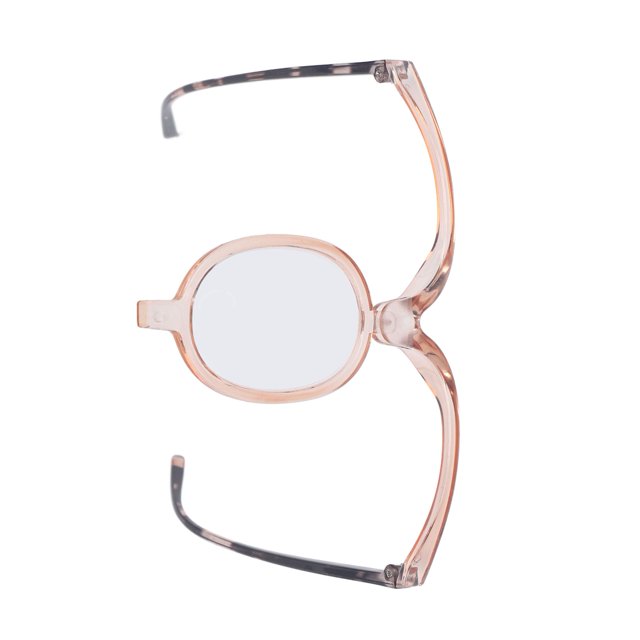 Orange 180 Degree Rotation Makeup Reading Glasses, Rotating Eye Makeup Glasses with Protect Box, Cosmetic Women Reading Glasses for Reading and Make Up
