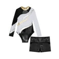 thumbnail image 5 of YiZYiF Kids Girls Tumble Long Sleeve Patchwork Gymnastics Leotard with Shorts 2-piece Dance Sports Outfit White 8, 5 of 7